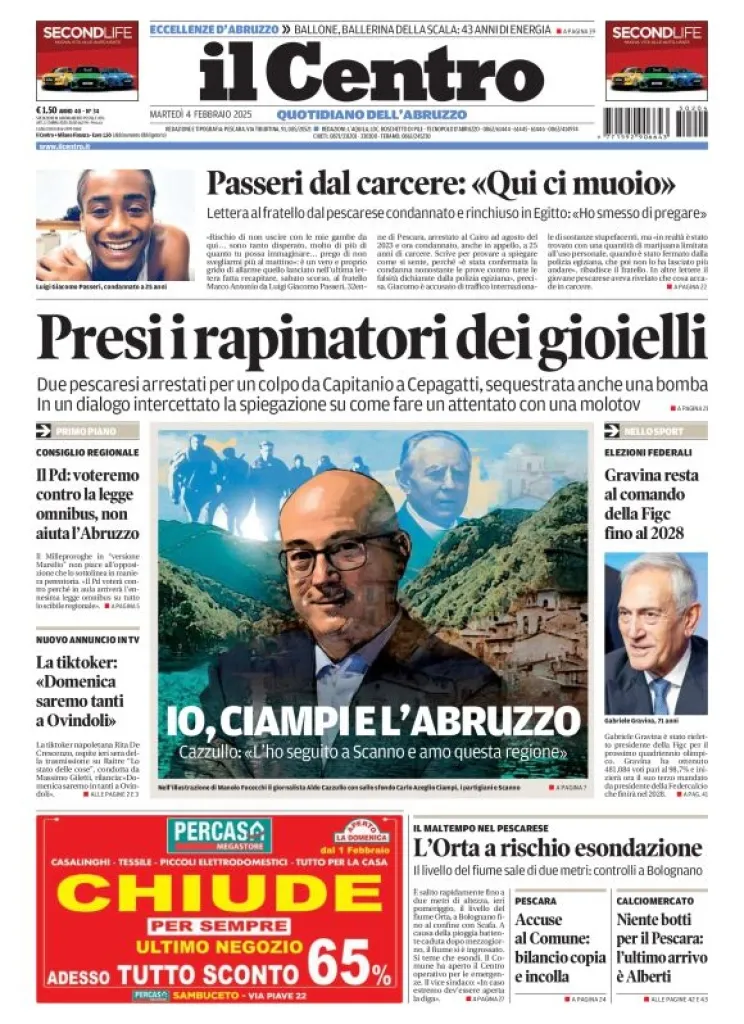 Prima-pagina-il centro-oggi-edizione-del-2025-02-04